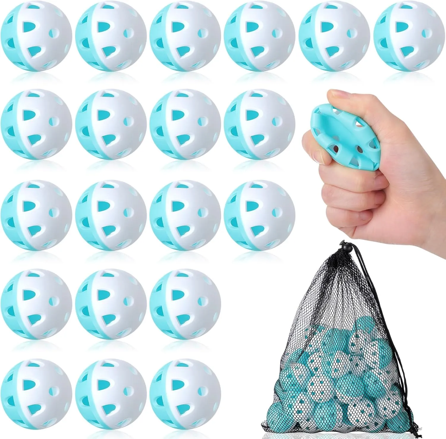 Mini Practice Baseballs 1.65 Inch Small Baseball Training Lightweight Hollow with a Drawstring Bag for Hitting,Batting Training Use