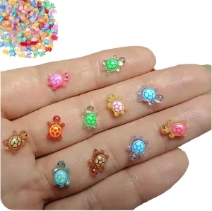 Mini Resin Animals Turtles Night Glow, 100PCS Miniature Things Figurines to Hide, Miniature Sea Turtles Luminous Figurines, for DIY Fairy Garden Decoration Dollhouse Micro Landscaping (200 Pcs)