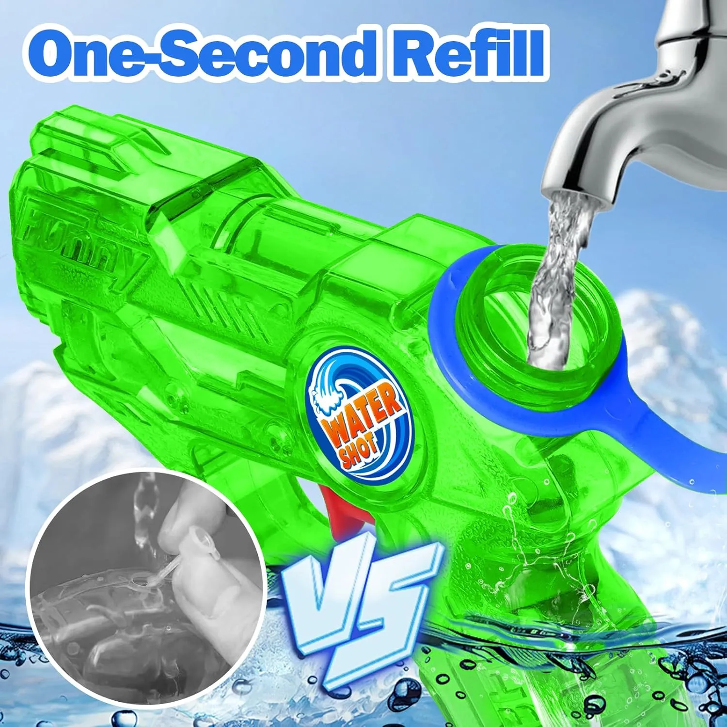 Mini Water Gun for Kids Toddler- 6 Pack Small Water Guns 5-7M Long Range Super Water Soaker Squirts Blasters Gun, Outdoor Water Toy Summer Pool Beach Party Favors Bath Water Guns Toy for Kids Boy Girl