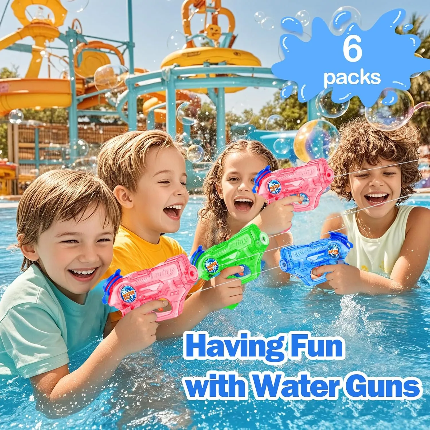 Mini Water Gun for Kids Toddler- 6 Pack Small Water Guns 5-7M Long Range Super Water Soaker Squirts Blasters Gun, Outdoor Water Toy Summer Pool Beach Party Favors Bath Water Guns Toy for Kids Boy Girl