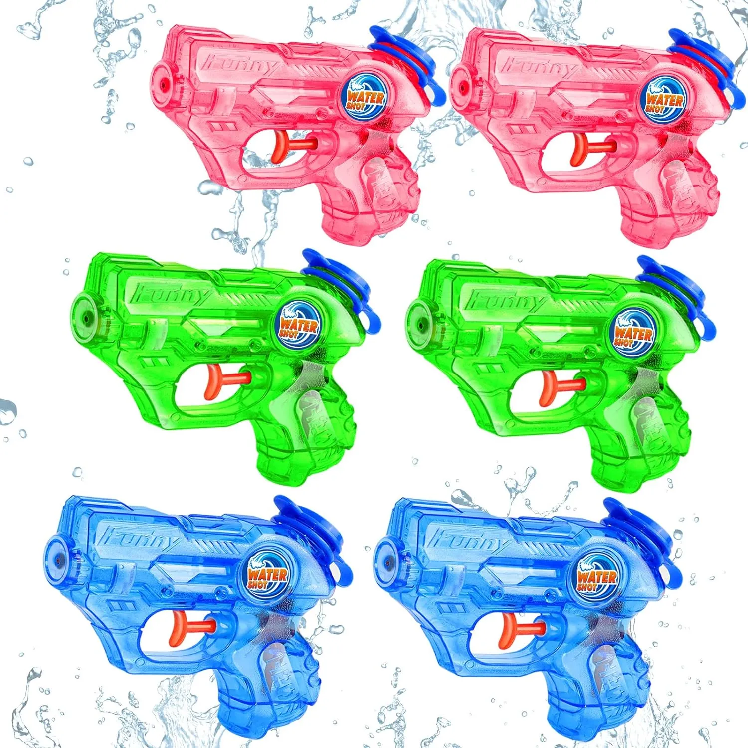 Mini Water Gun for Kids Toddler- 6 Pack Small Water Guns 5-7M Long Range Super Water Soaker Squirts Blasters Gun, Outdoor Water Toy Summer Pool Beach Party Favors Bath Water Guns Toy for Kids Boy Girl