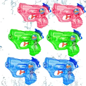 Mini Water Gun for Kids Toddler- 6 Pack Small Water Guns 5-7M Long Range Super Water Soaker Squirts Blasters Gun, Outdoor Water Toy Summer Pool Beach Party Favors Bath Water Guns Toy for Kids Boy Girl