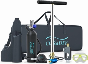 Mini Scuba Tank with 1L Capacity Portable Scuba Diving Tank Equipment Fit for Emergency Rescue, Fishing, Snorkeling, and Ship Repair