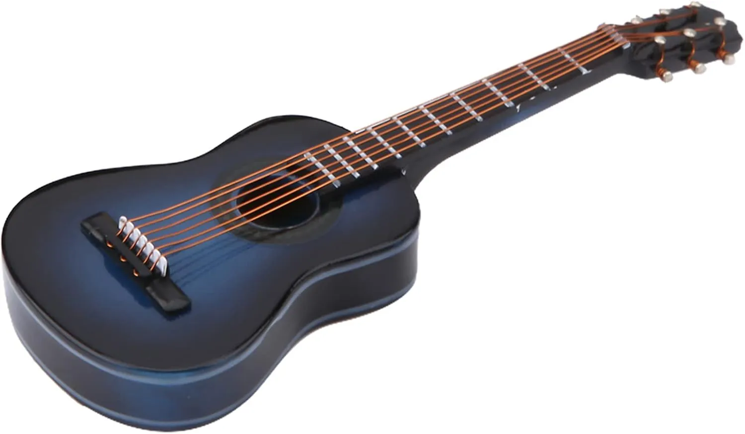Miniature Wooden Guitar Model Decor, Musical Instrument Ornaments Craft, Home Decoration with Stand and Case (Blue, 10cm)