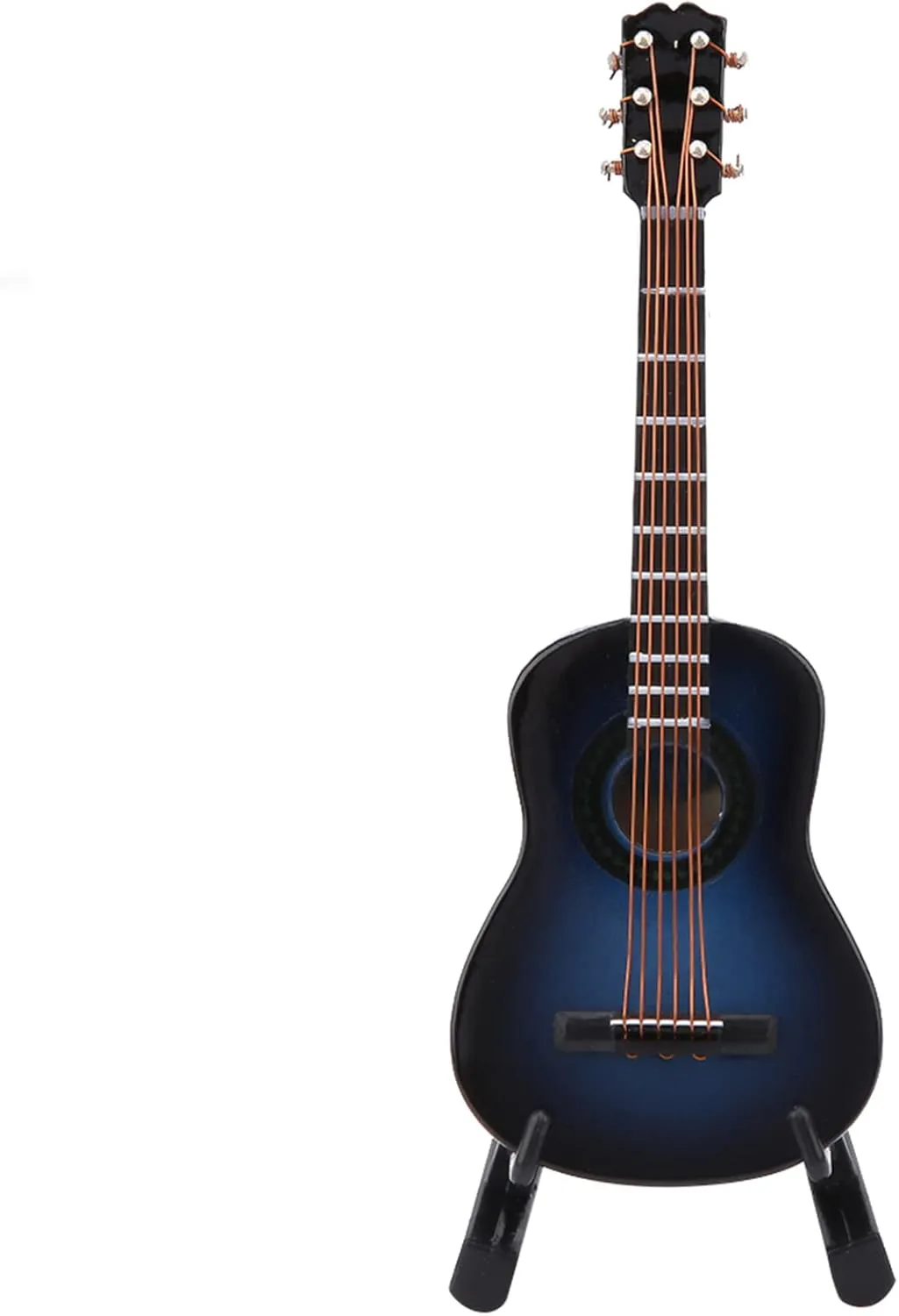 Miniature Wooden Guitar Model Decor, Musical Instrument Ornaments Craft, Home Decoration with Stand and Case (Blue, 10cm)