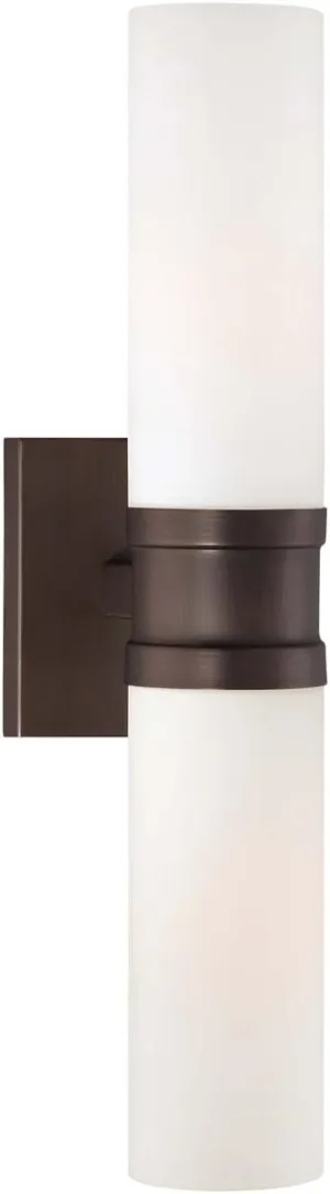 Minka Lavery Wall Sconce Lighting 4462-647 Glass Reversible 120w (18"H x 4"W) Damp Bath Vanity Fixture, Bronze