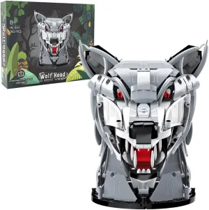 MISINI 5014 Wolf Head Building Blocks Set, 992 PCS MOC Creative Animal Model Decoration Building Blocks Toy, Wall Art and Crafts Holiday Gift for Teens and Adults