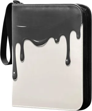 Mixed-dripping-paint-print Card Binder 4 Pocket, Fits 400 Cards,Trading Card Binder with Sleeves, Waterproof Sports Card Binder with Zip Collectible Trading Card Albums for Collectible Game Cards MTG