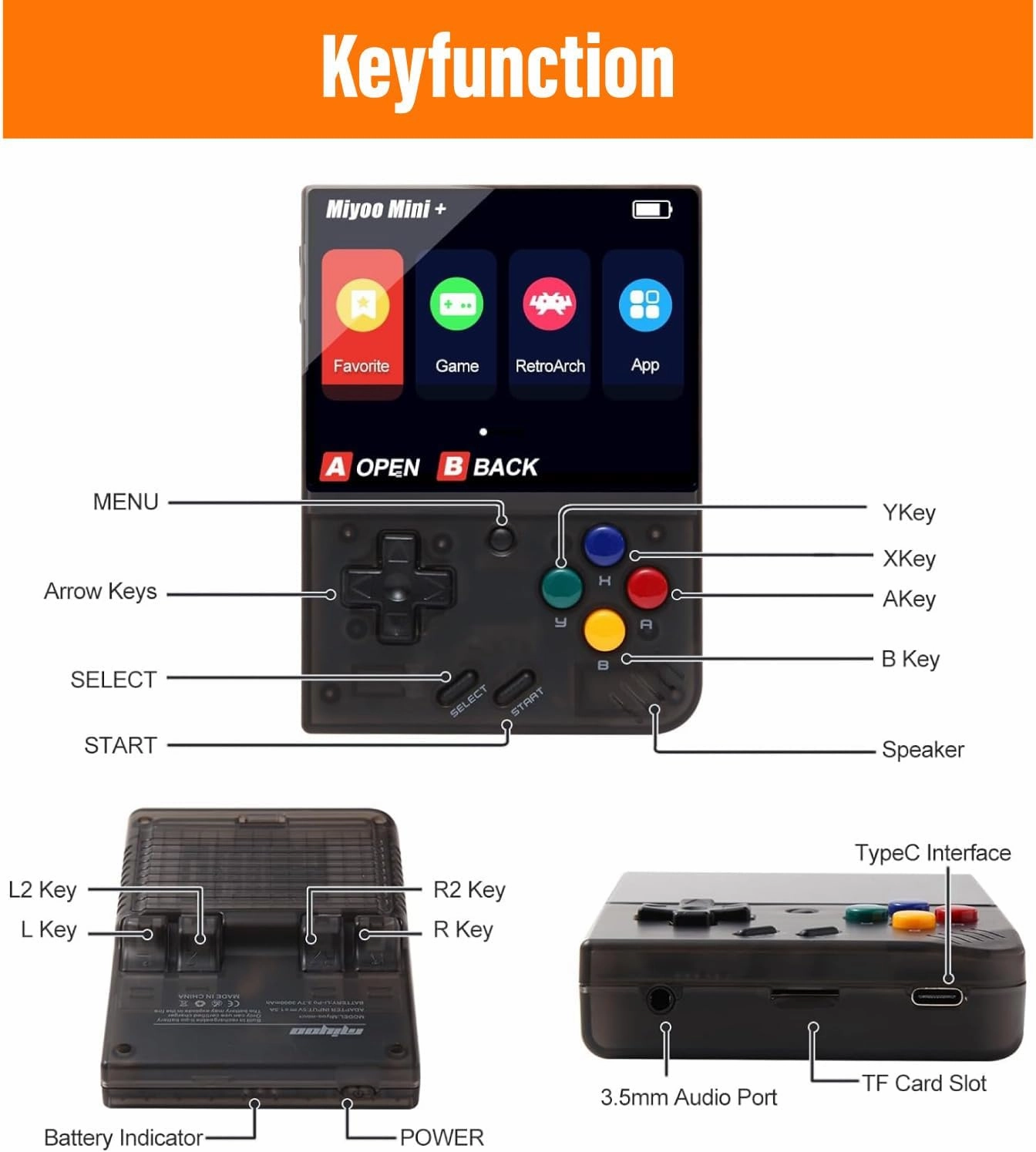 Miyoo Mini Plus 128GB Retro Game Console – Handheld Portable Gaming System, 3.5" HD Screen, Long Battery Life, Supports Multiple Emulator Formats for Retro Gaming (Black 128G)