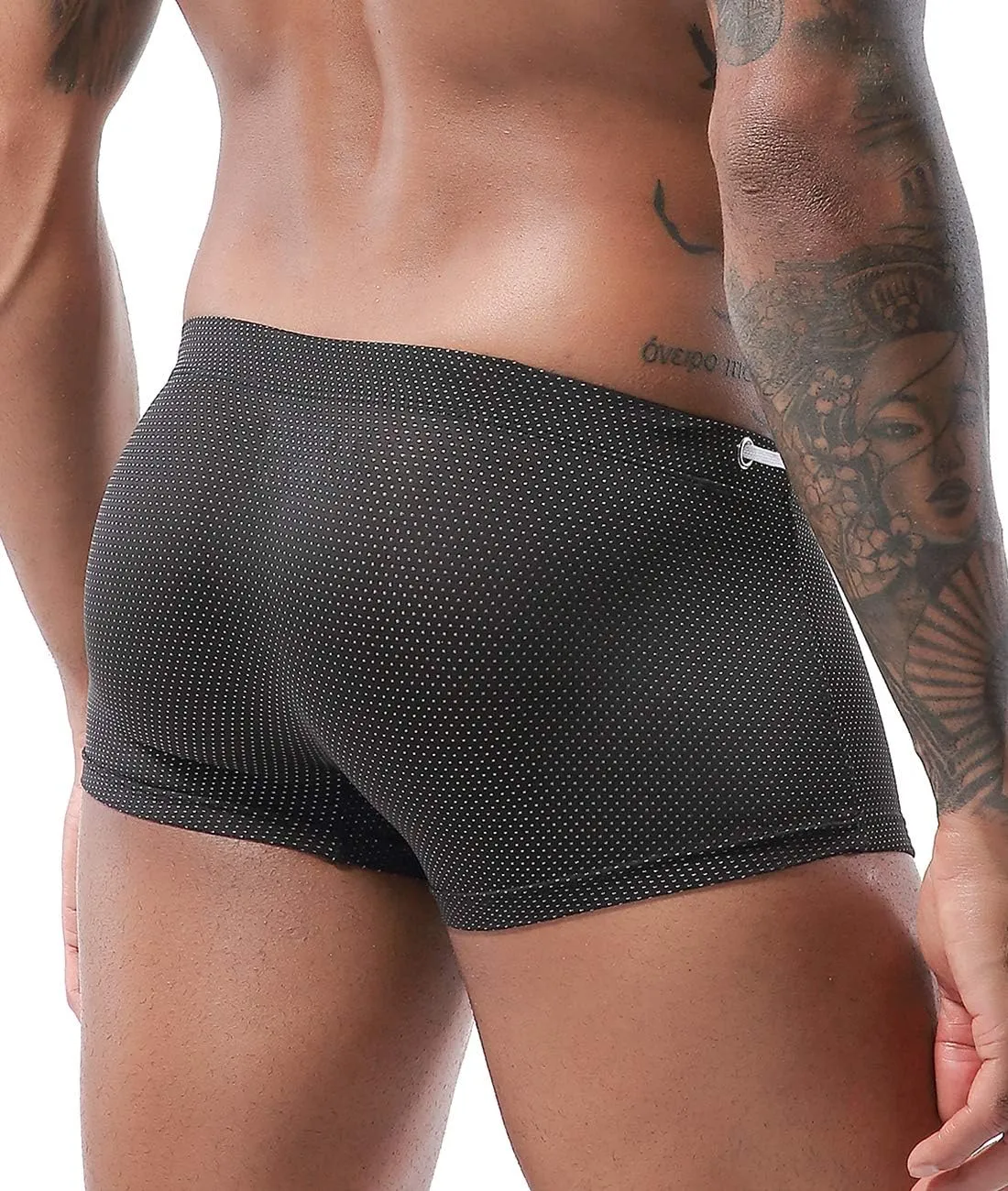 MIZOK Men's Swim Trunk Swimwear Quick Dry Bathing Suit Board Short Sexy Boxer Brief with Drawstring
