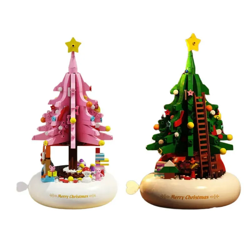 MOC Creative Idea Christmas Tree Music Box Light Bricks Toy