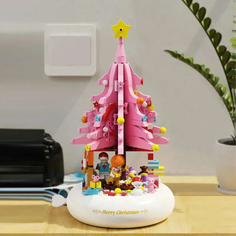 MOC Creative Idea Christmas Tree Music Box Light Bricks Toy
