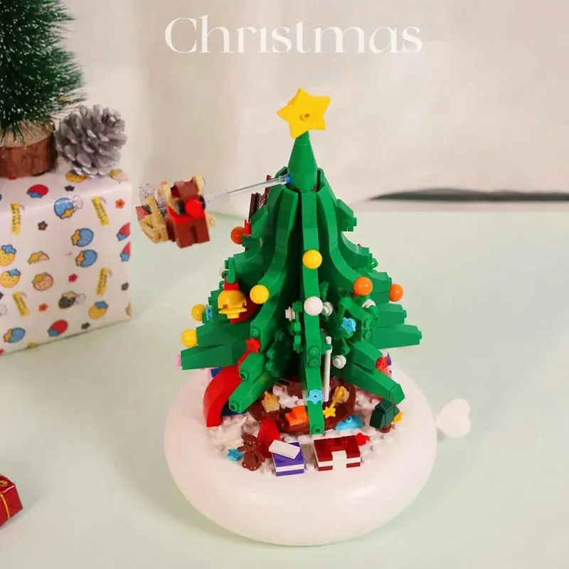 MOC Creative Idea Christmas Tree Music Box Light Bricks Toy