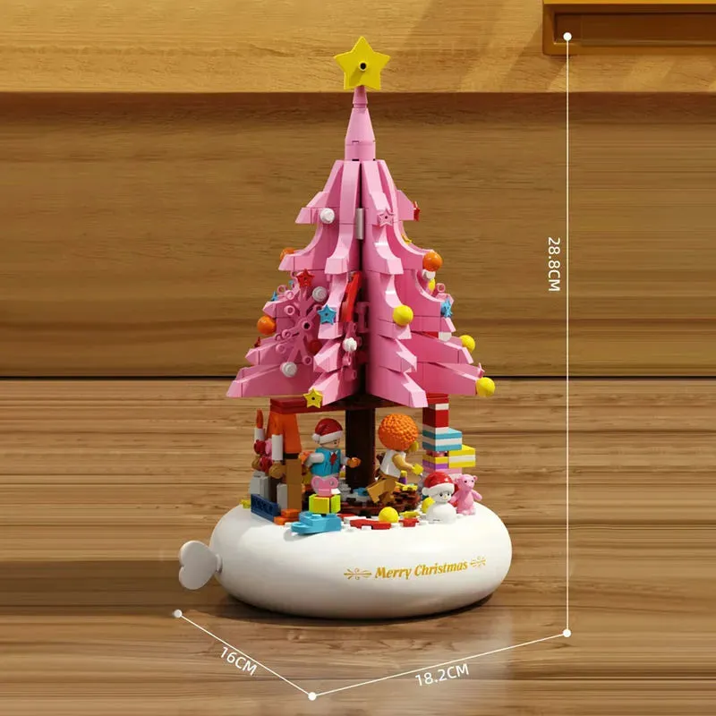 MOC Creative Idea Christmas Tree Music Box Light Bricks Toy