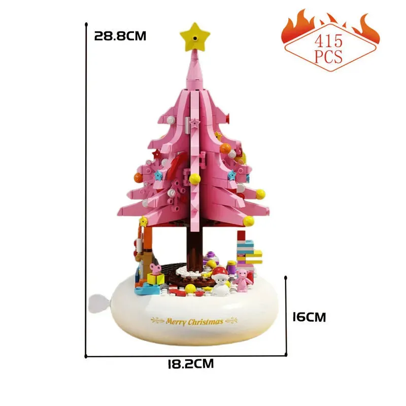 MOC Creative Idea Christmas Tree Music Box Light Bricks Toy