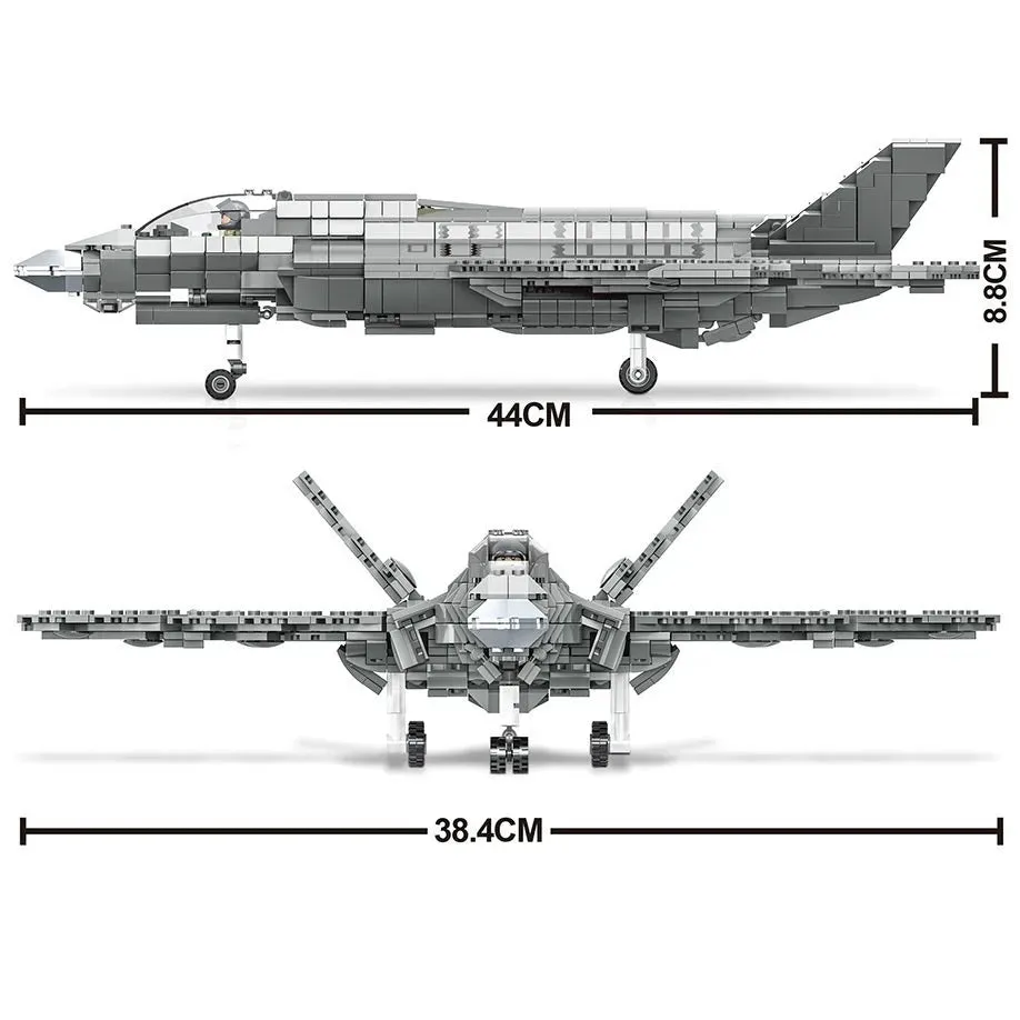 MOC Military F-35 Aircraft Lightning Fighter Jet Bricks Toy