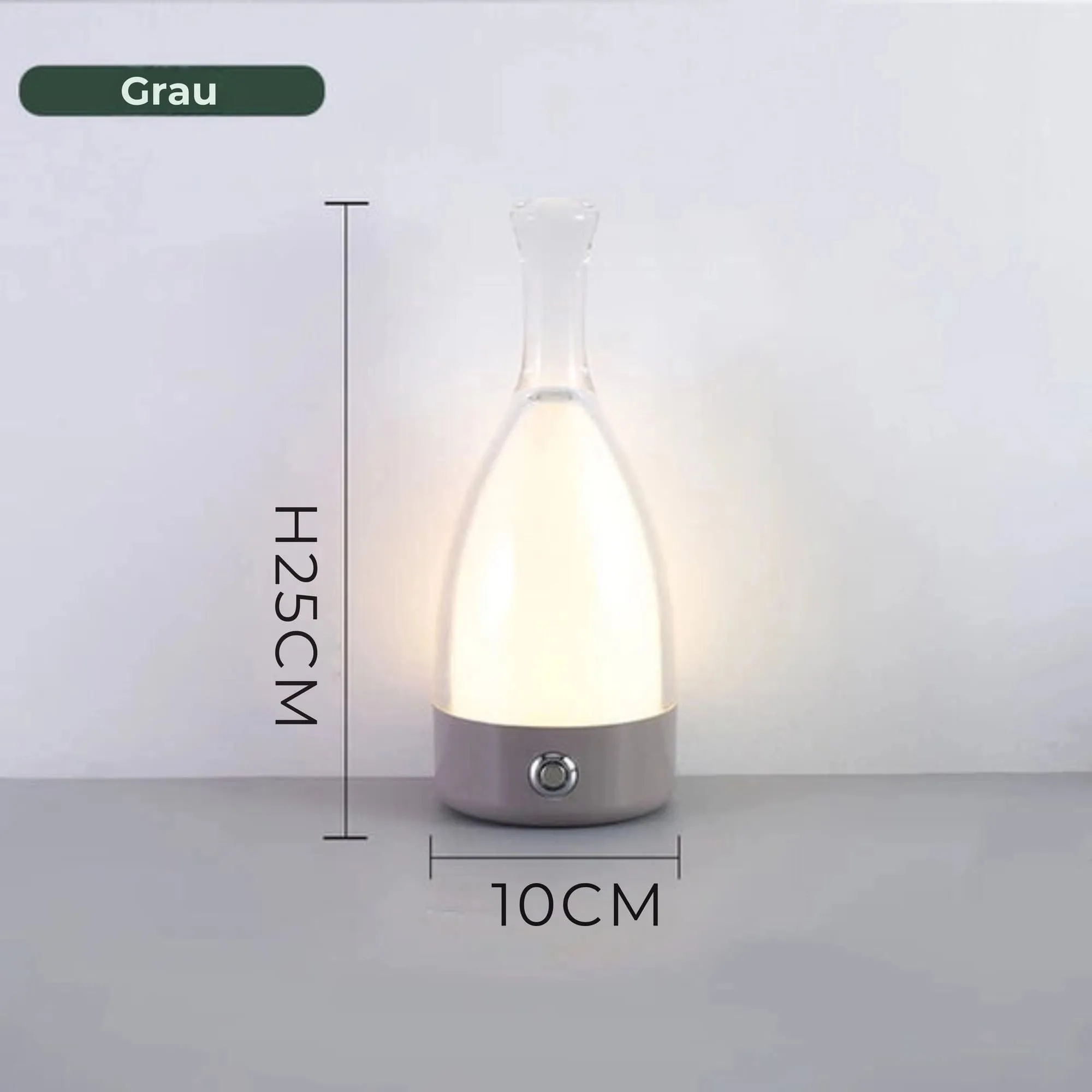 Modern Cordless LED Table Lamp - Rechargeable, White, 25cm Tall