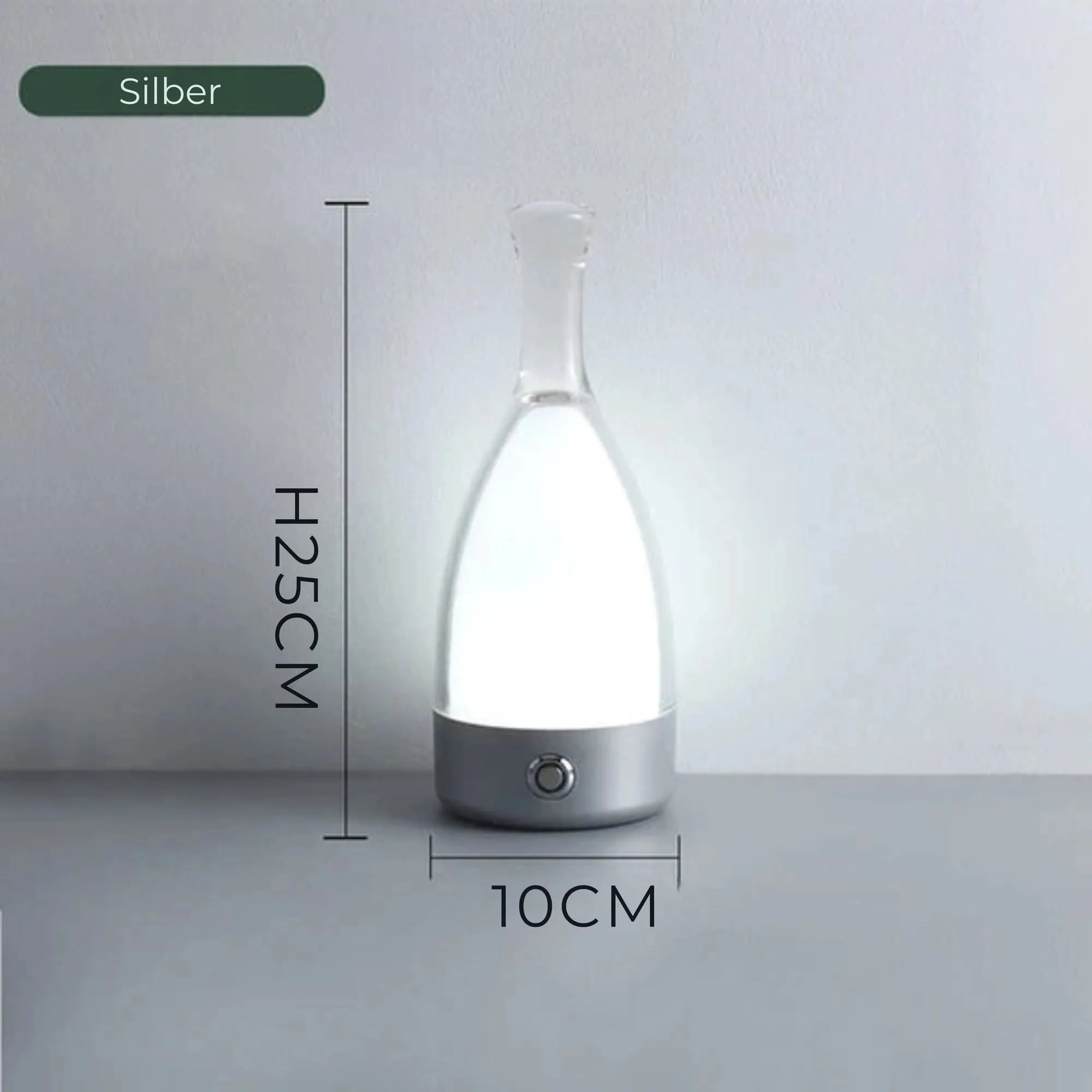 Modern Cordless LED Table Lamp - Rechargeable, White, 25cm Tall