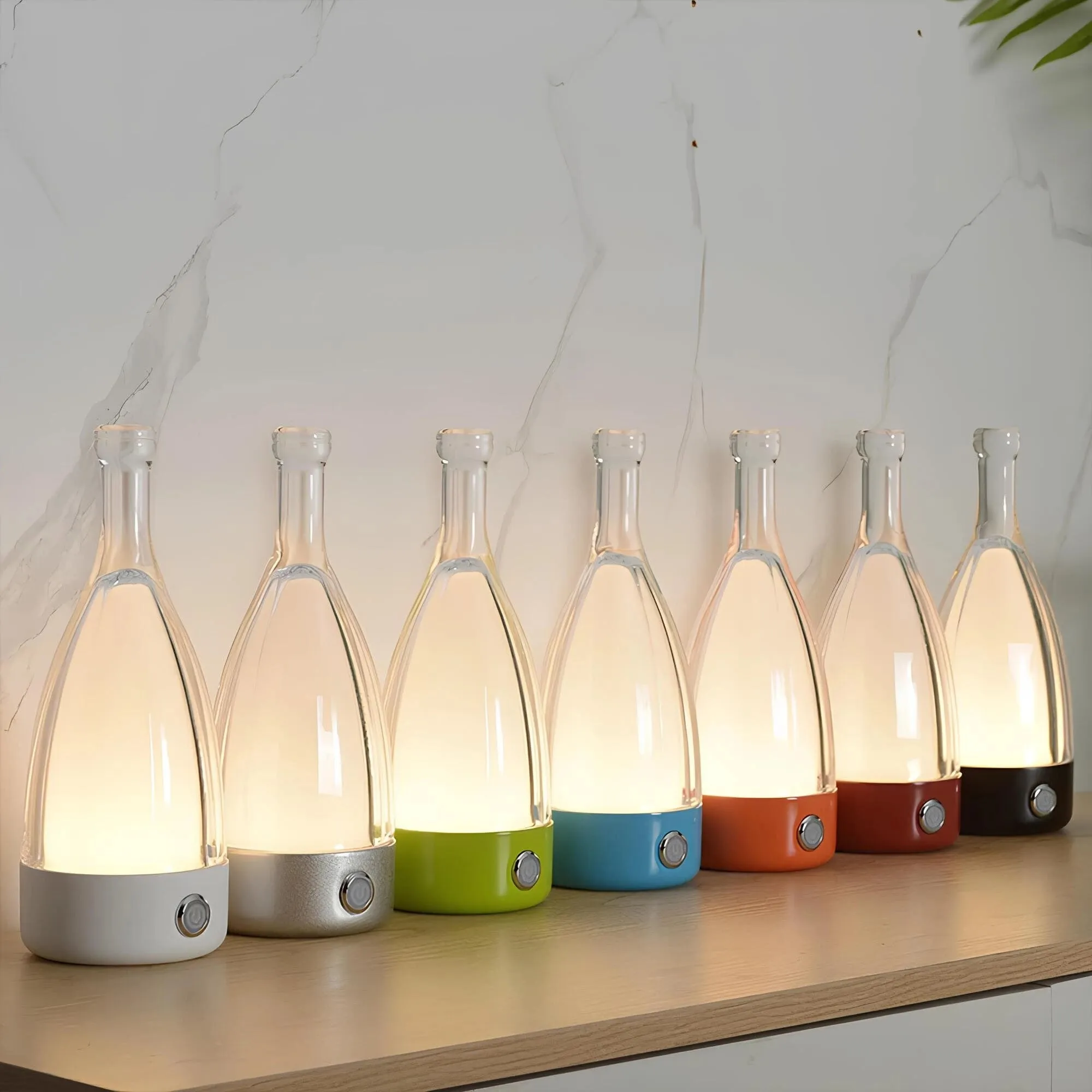Modern Cordless LED Table Lamp - Rechargeable, White, 25cm Tall