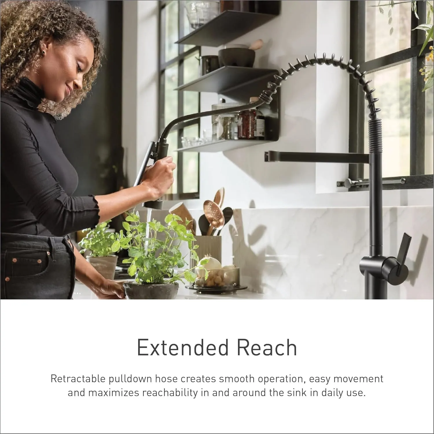 Moen Nolia Bronzed Gold One-Handle Pre-Rinse Spring Kitchen Faucet with Pull Down Sprayer, Single Hole Kitchen Sink Faucet with Soap Dispenser, 87886BZG