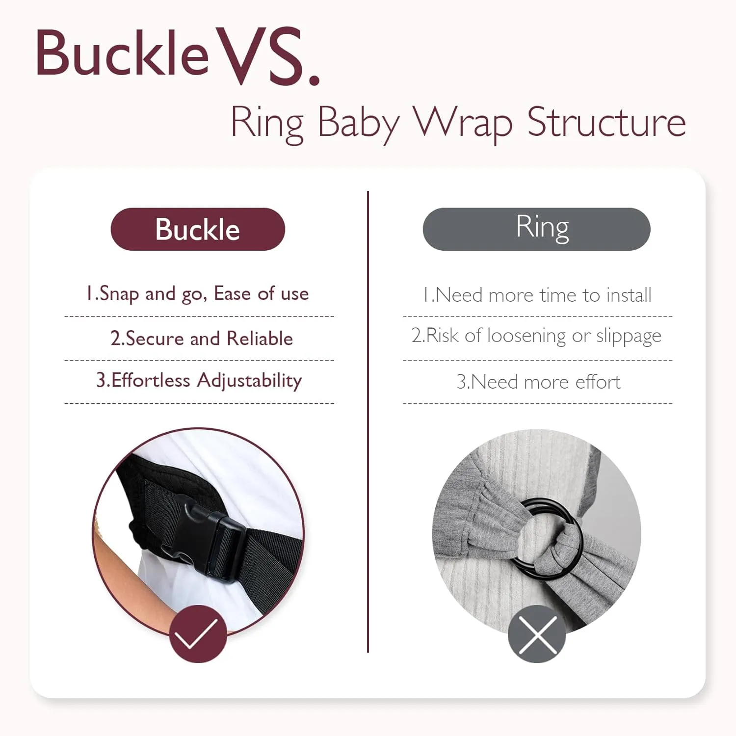 Momcozy Baby Wrap Carrier Skin-Friendly Fabric, Easy to Wear Baby Carrier Sling T-Shirt Design, Hands Free Baby Carriers Newborn to Toddler 8-35lbs, Adjustable Buckle Suit for Waist Waist 47-57, Black