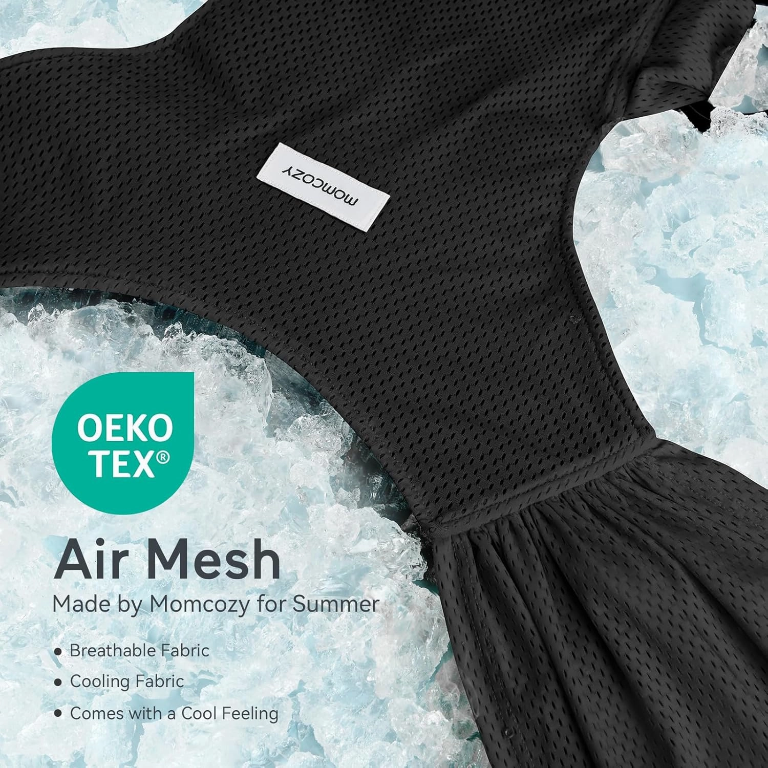Momcozy Baby Carrier AirMesh - The Perfect Summer Sling for Newborns to Toddler 8-35 lbs - Cooling Fabric Baby Wrap, Hands Free, Lightweight and Ergonomic, Black