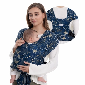 Momcozy Baby Wrap Carrier Skin-Friendly Fabric, Easy to Wear Baby Sling T-Shirt Design, Hands Free Baby Carriers Newborn to Toddler 8-35lbs, Adjustable Buckle Suit for Waist 27-47inch, Starry Sky