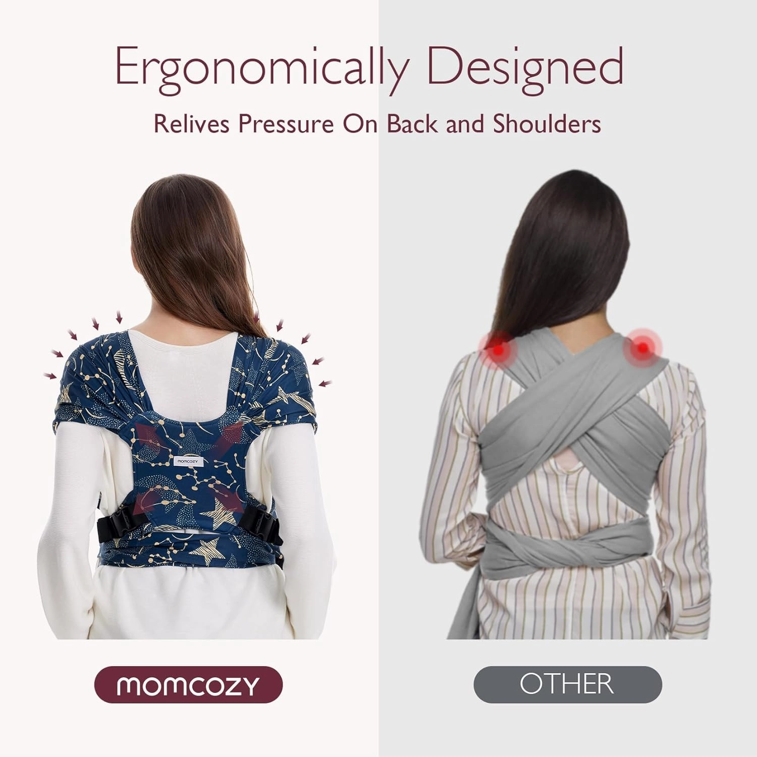 Momcozy Baby Wrap Carrier Skin-Friendly Fabric, Easy to Wear Baby Sling T-Shirt Design, Hands Free Baby Carriers Newborn to Toddler 8-35lbs, Adjustable Buckle Suit for Waist 27-47inch, Starry Sky