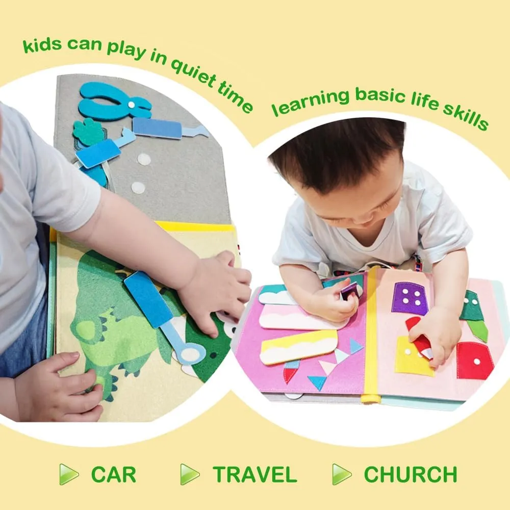 Montessori Quiet Book for Kids 1-3, Felt Busy Book for Toddlers, Ideal Toys for Car Rides - Carry on Travel Quiet Activity Book with Soft Fabric Material (Yellow owl)