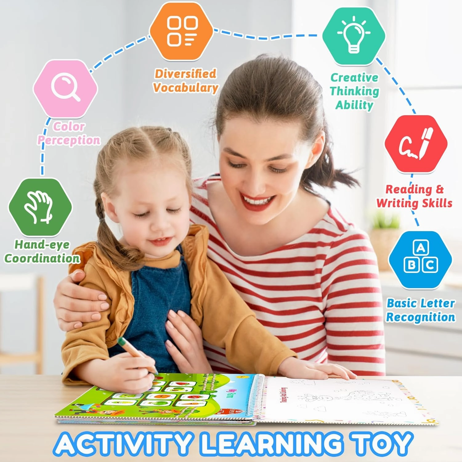 Montessori Busy Book for Toddlers 3-5, My Preschool Learning Activities, Autism Sensory Travel Toys for Kids, Education Workbook, Back to School Birthdays Gifts for Boys and Girls Age 3 4 Year Old