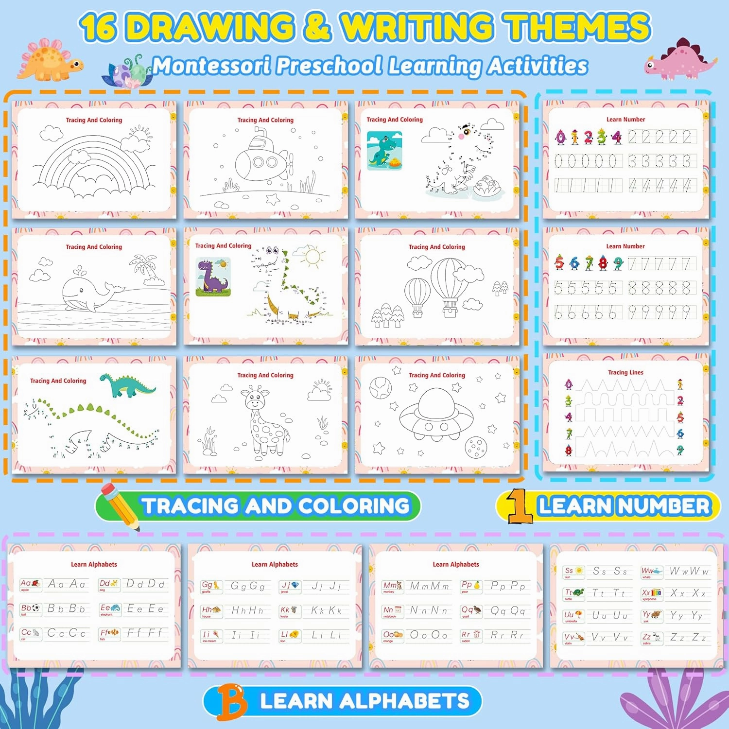 Montessori Busy Book for Toddlers 3-5, My Preschool Learning Activities, Autism Sensory Travel Toys for Kids, Education Workbook, Back to School Birthdays Gifts for Boys and Girls Age 3 4 Year Old