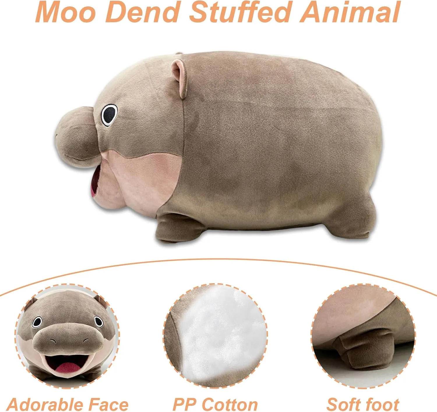Moo Deng Plush Toys,MooDeng Hippo Stuffed Animals Cute Moo Deng Hippo Plush Soft Pygmy Hippo Plush Stuffed Animal Pillow for Kids Adults Birthday Gift