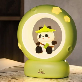 Moon and Panda Rechargeable Night Light, Safe PVC and ABS Material, 3 Brightness Levels, Tap Control, Warm Light, Toddler Sleeping Lamp, Bedroom Night Lamp, Gift for Baby and Kid (Moon and Panda)
