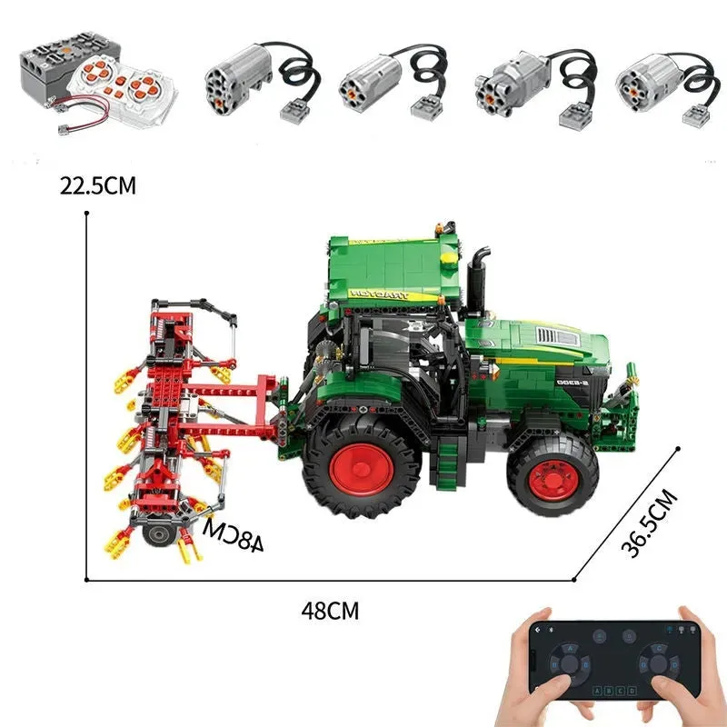 Motorized Creator Expert RC MOC Agricultural Tractor Bricks Toy