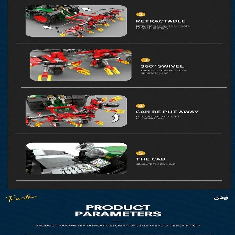 Motorized Creator Expert RC MOC Agricultural Tractor Bricks Toy