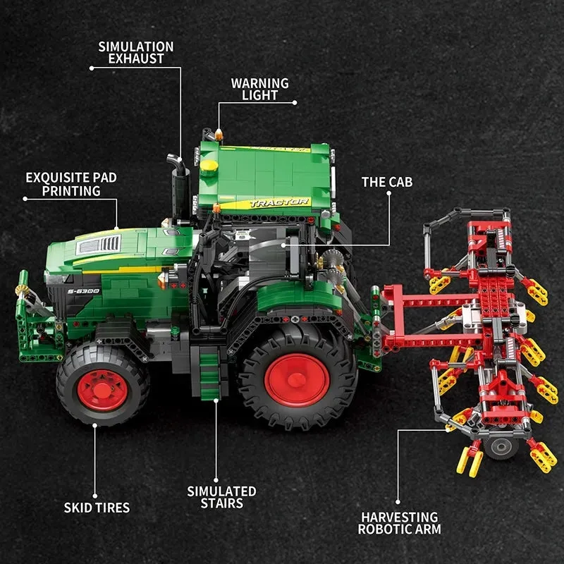 Motorized Creator Expert RC MOC Agricultural Tractor Bricks Toy
