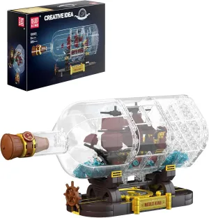 Mould King Ship in a Bottle Building Kit, Snap Together Model Ship Building Blocks Set, Collectible Display Model Set, Creative Building Toy Gift for Adults and Kids Aged 8  (885PCS)