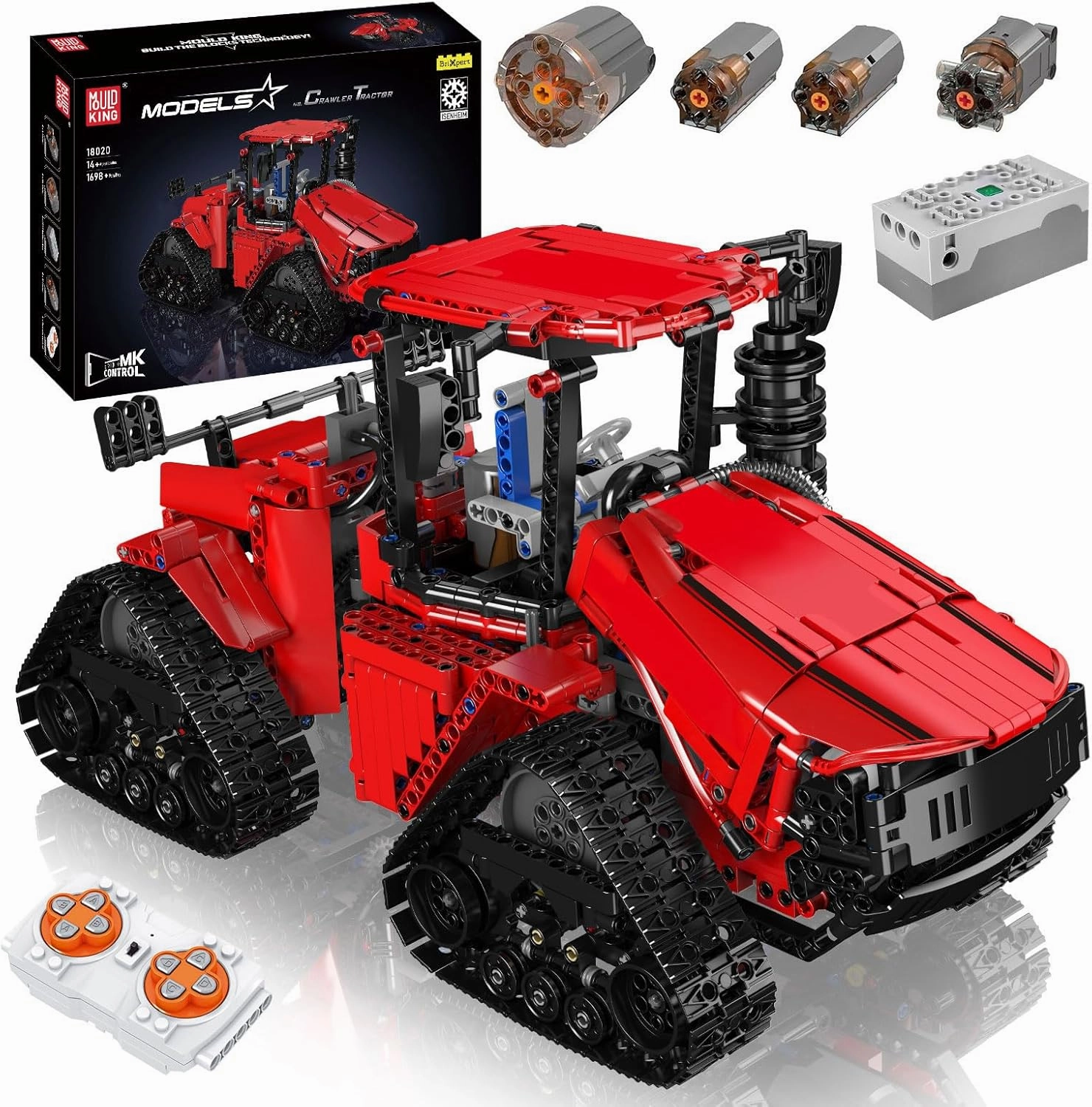 Mould King Crawler Tractor Building Toys, 1698 Pieces 4x4 Tracked Tractor Building Sets for Adults/Kids Age 8 , Construction Vehicle Model Blocks Kit Creative