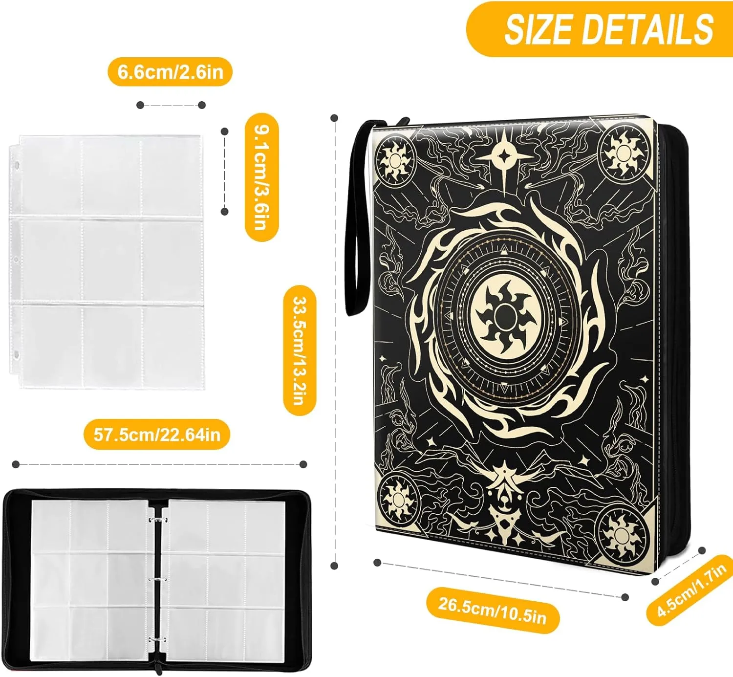 MTG element Card Binder Fits 900 Cards Card Collector Album Holder,with 50 Removable Sleeves Toys Gifts for Boys Girls (Light)