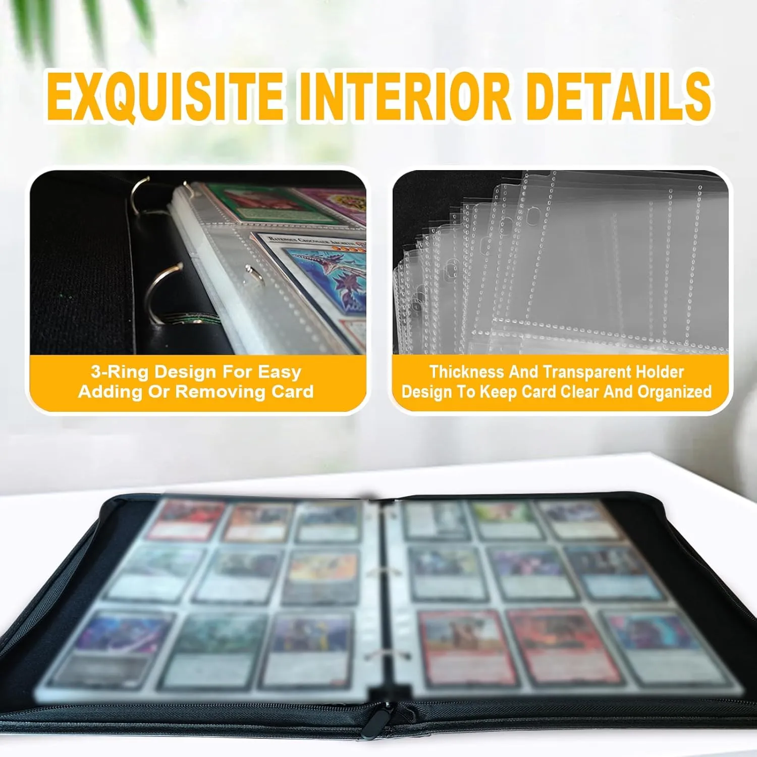 MTG element Card Binder Fits 900 Cards Card Collector Album Holder,with 50 Removable Sleeves Toys Gifts for Boys Girls (Light)