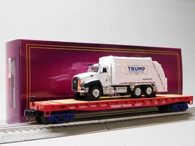 MTH PREMEIR Donald Trump Flat CAR W/Garbage Truck O Gauge 20-95796