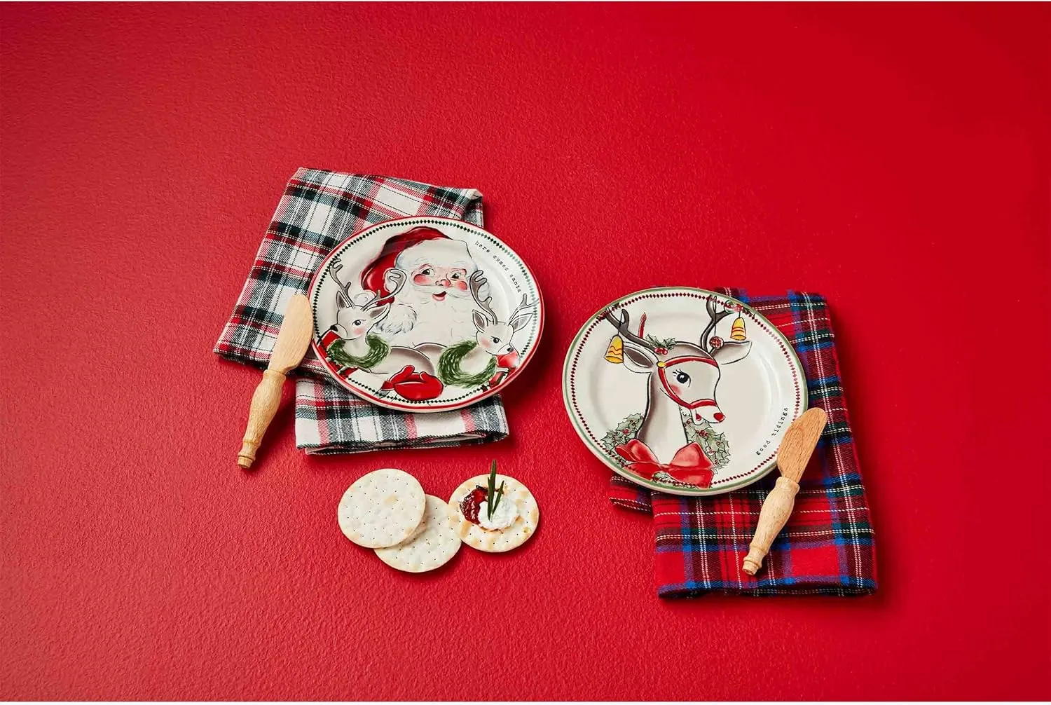 Mud Pie Appetizer Set, plate 6 1/2" dia, Reindeer