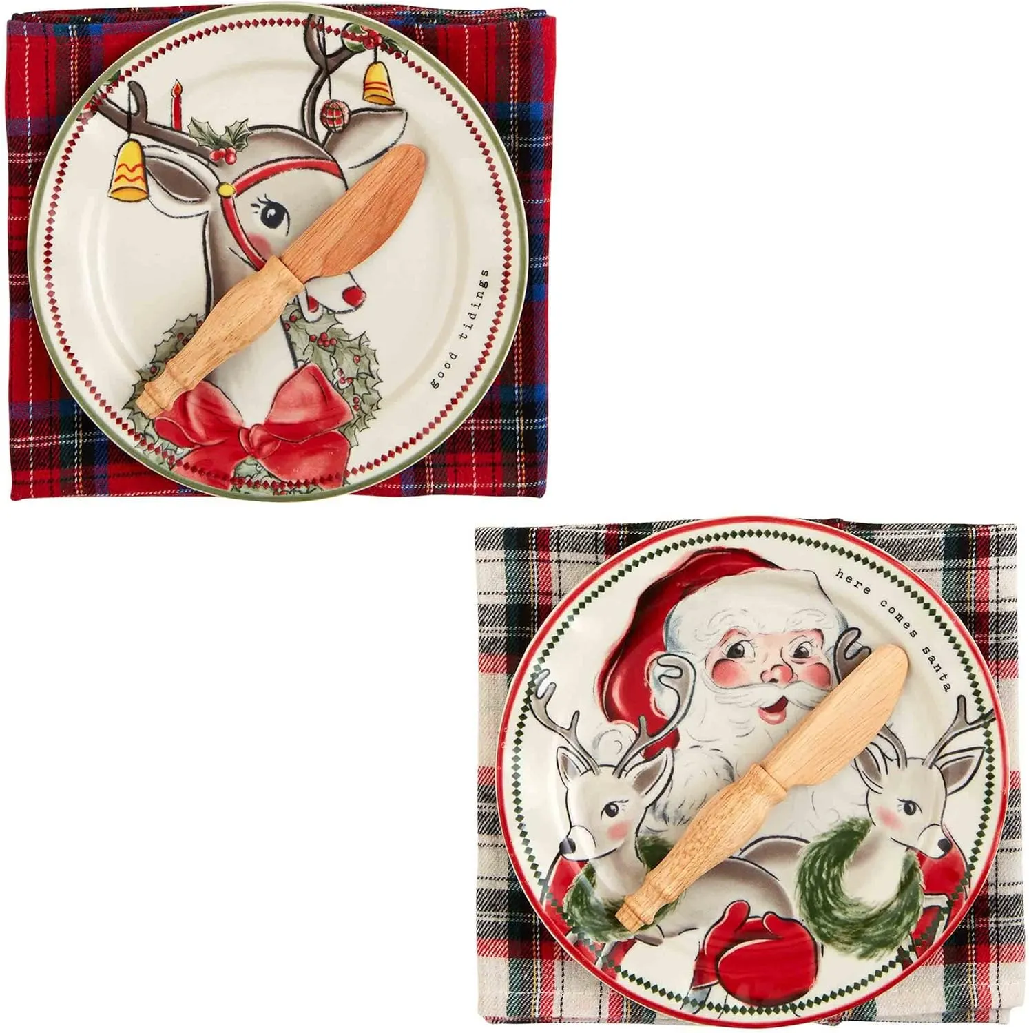 Mud Pie Appetizer Set, plate 6 1/2" dia, Reindeer