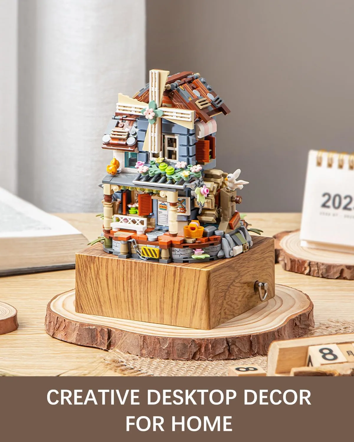 Music Box Building Blocks Set, Japanese Rustic Style Windmill House Toy Set, Mini Farm House MOC Creative Model, Gifts Idea for Kids Adults, Mini Blocks 799pcs (1239)