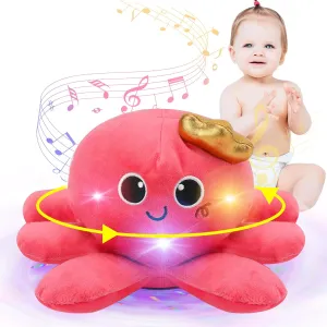 Musical Octopus Baby Toy - Crawling & Rotating Octopus Toy with Recording, Light-Up Voice Control, Clap Hands Awake for 2-6 Year Old Boys and Girls, Tummy Time Sensory Toy