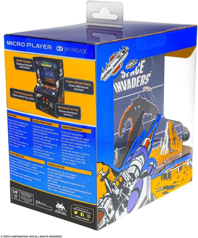 My Arcade Space Invaders Micro Player: Mini Arcade Machine Video Game, Fully Playable, 6.75" Collectible Premium Edition