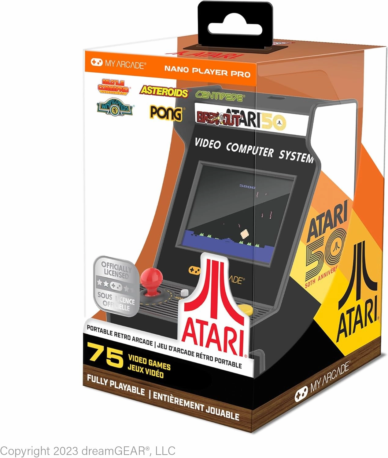 My Arcade Atari Nano Player Pro: Portable Handheld Mini Arcade Machine with 75 Games, 4.5" Playable Video Game Collectible