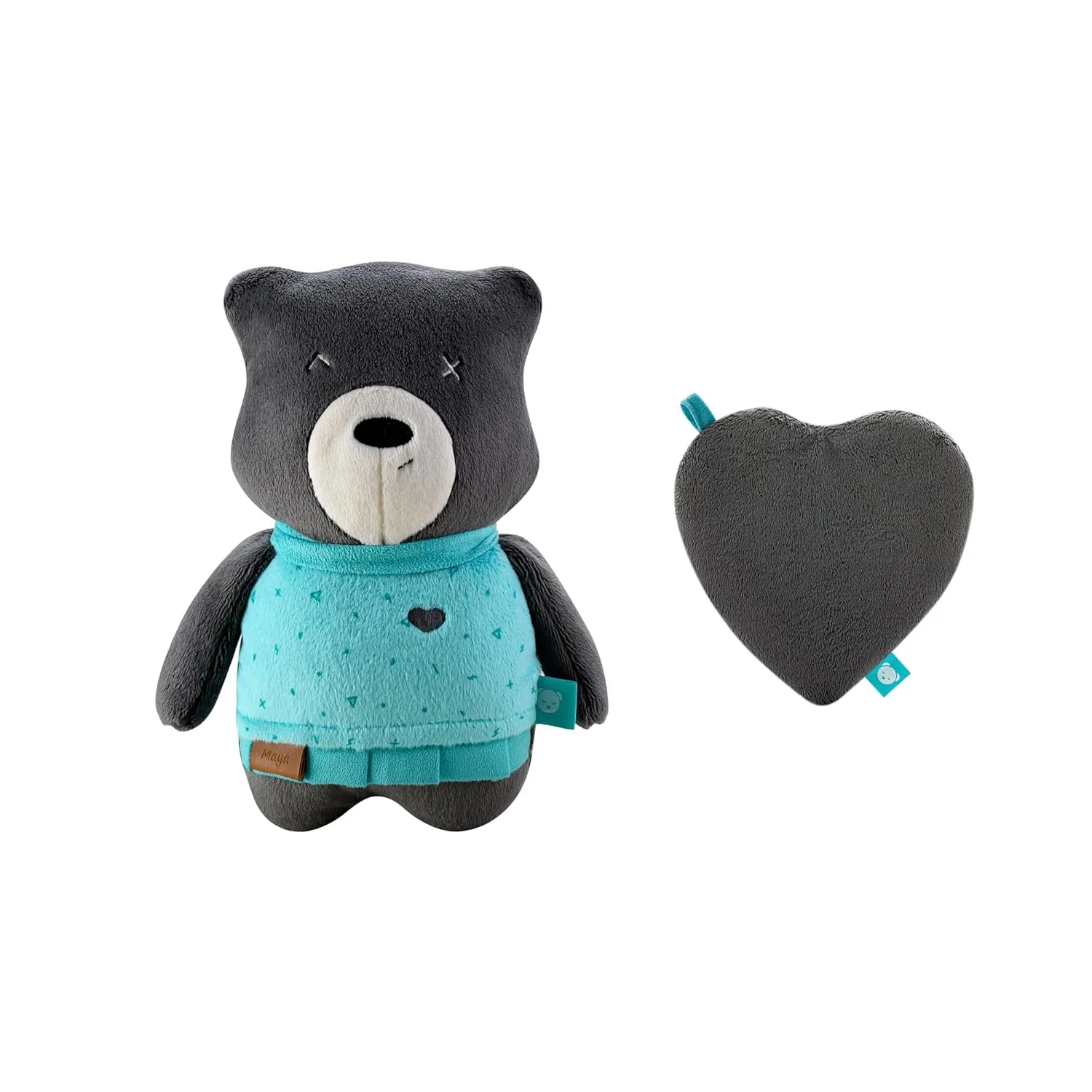 myHummy Mia Graphite - The Cuddly Friend with Back Pocket for Heat Cushions or Sound Module, Including Heart-Shaped Fabric Bag