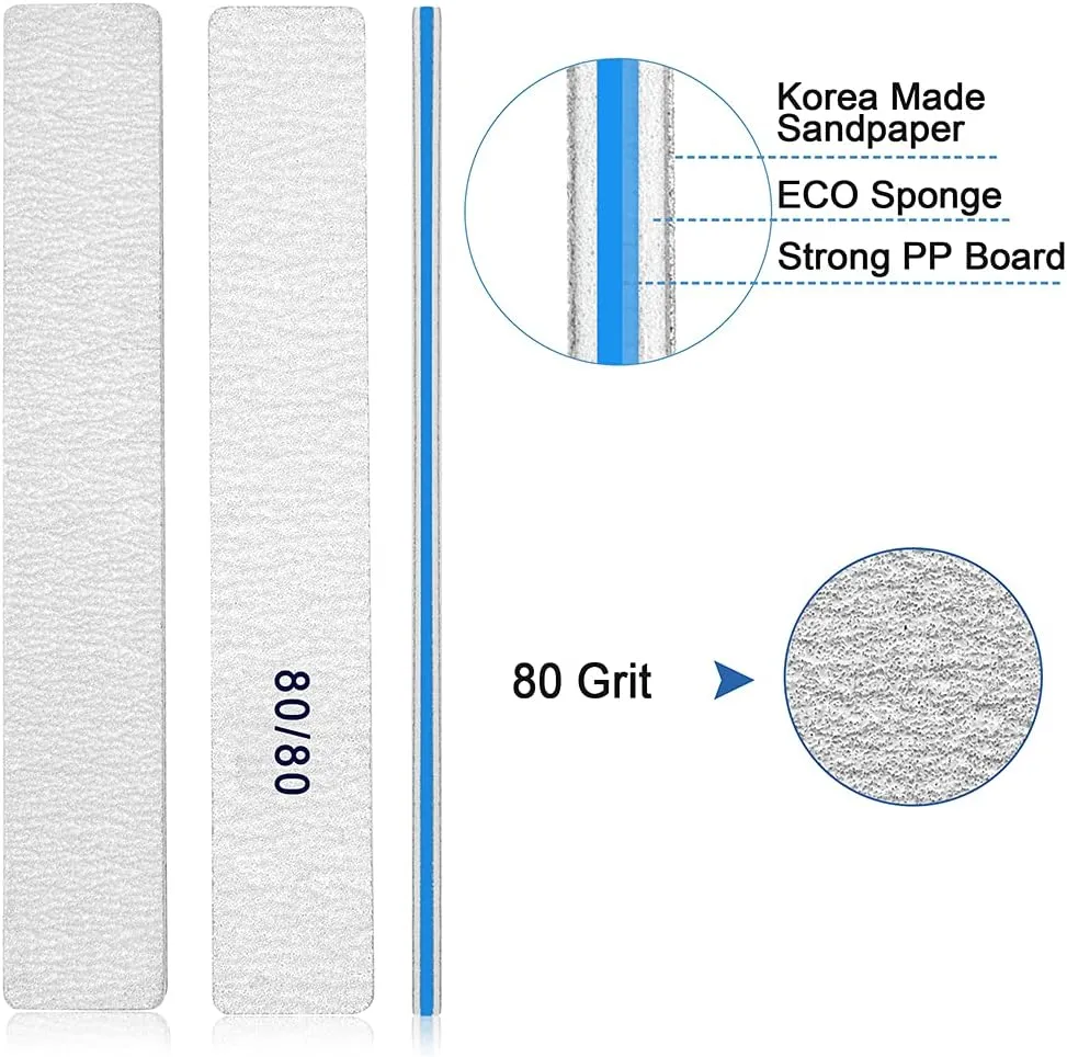 Nail Files 50pcs-Nail File 80/80 Grit for Acrylic Nails, Rough Nail Files Emery Boards for Artificial Nails, Fake Nails, Professional Double Sided Jumbo Zebra Nail File