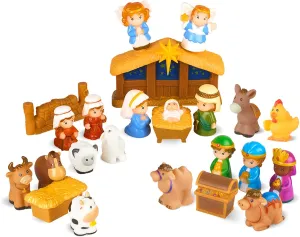 Nativity Set for Kids, Toddlers, Children, Christmas Story 25 Piece Sets & Figures Nativity Scene for Little Girls Boys Ages 1 2 3 4 5 6  at Home, Sunday School, Soft Material Baby Bath Toys Playset